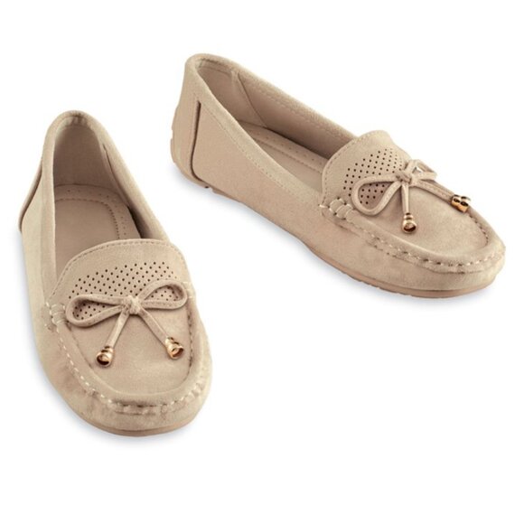Collections Etc Stylish Microsuede Tassel Tie Cut-Out Pattern Moccasins - Picture 1 of 4